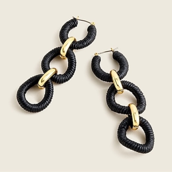 J. Crew Jewelry - NWT! J. Crew Cotton Raffia-wrapped Chain Dangle Earrings in black